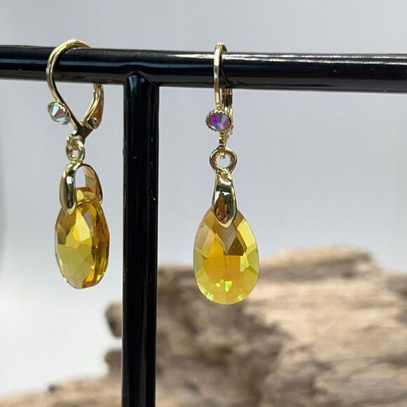 Kirks Folly Autumn Goddess Tears Drill Drop Lever Back Retired Earrings - Picture 6 of 8